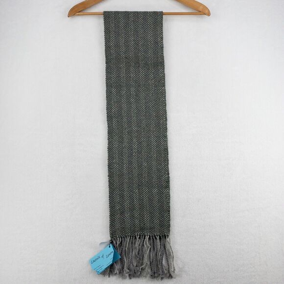 Wool Scarf Green Gray Handmade In Montana Fringe Rectangular Lazuli Of Lenore - Picture 8 of 11